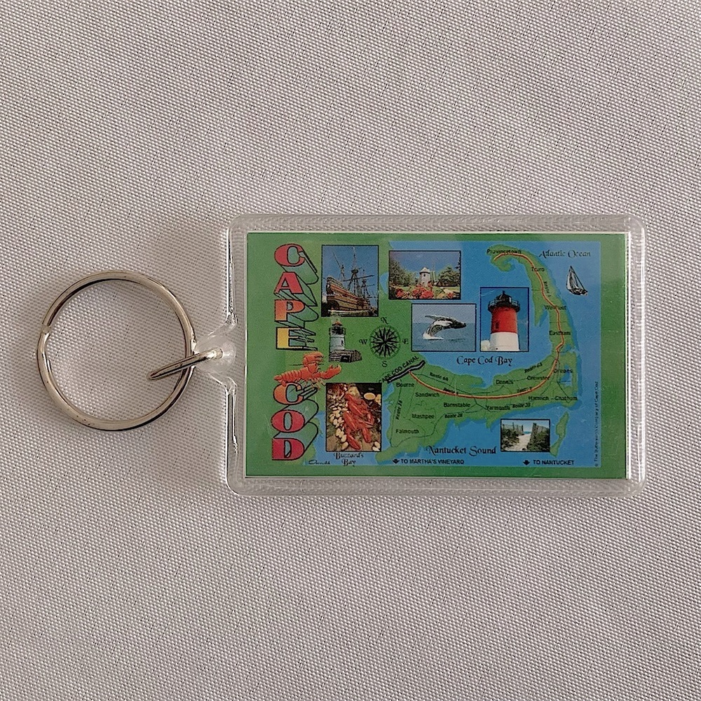 ⭐️ Vintage Map Of Cape Cod Keychain Acrylic Multicolored